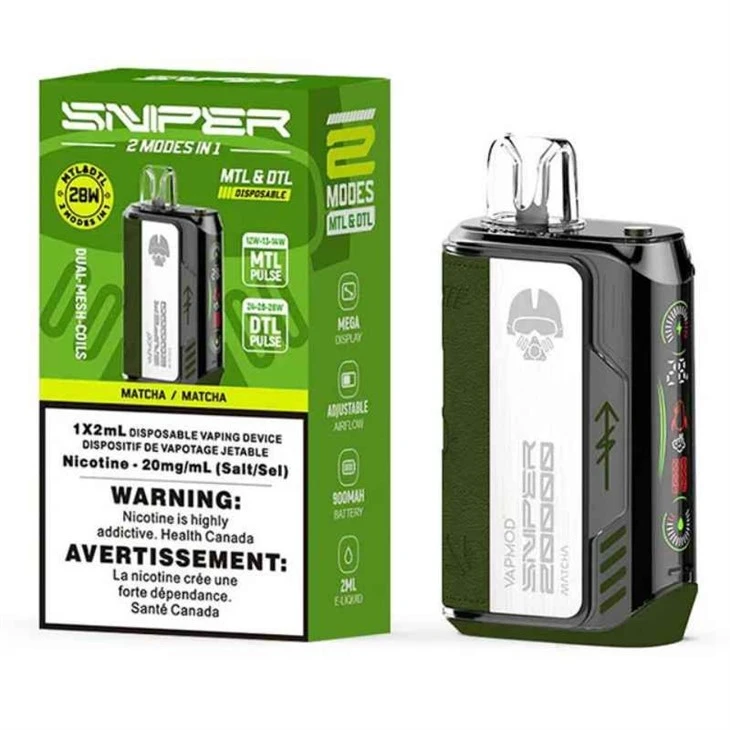 Sniper20KDisposableBOLD50-Matcha_StarbucksTea_VAPMOD SNIPER 25000